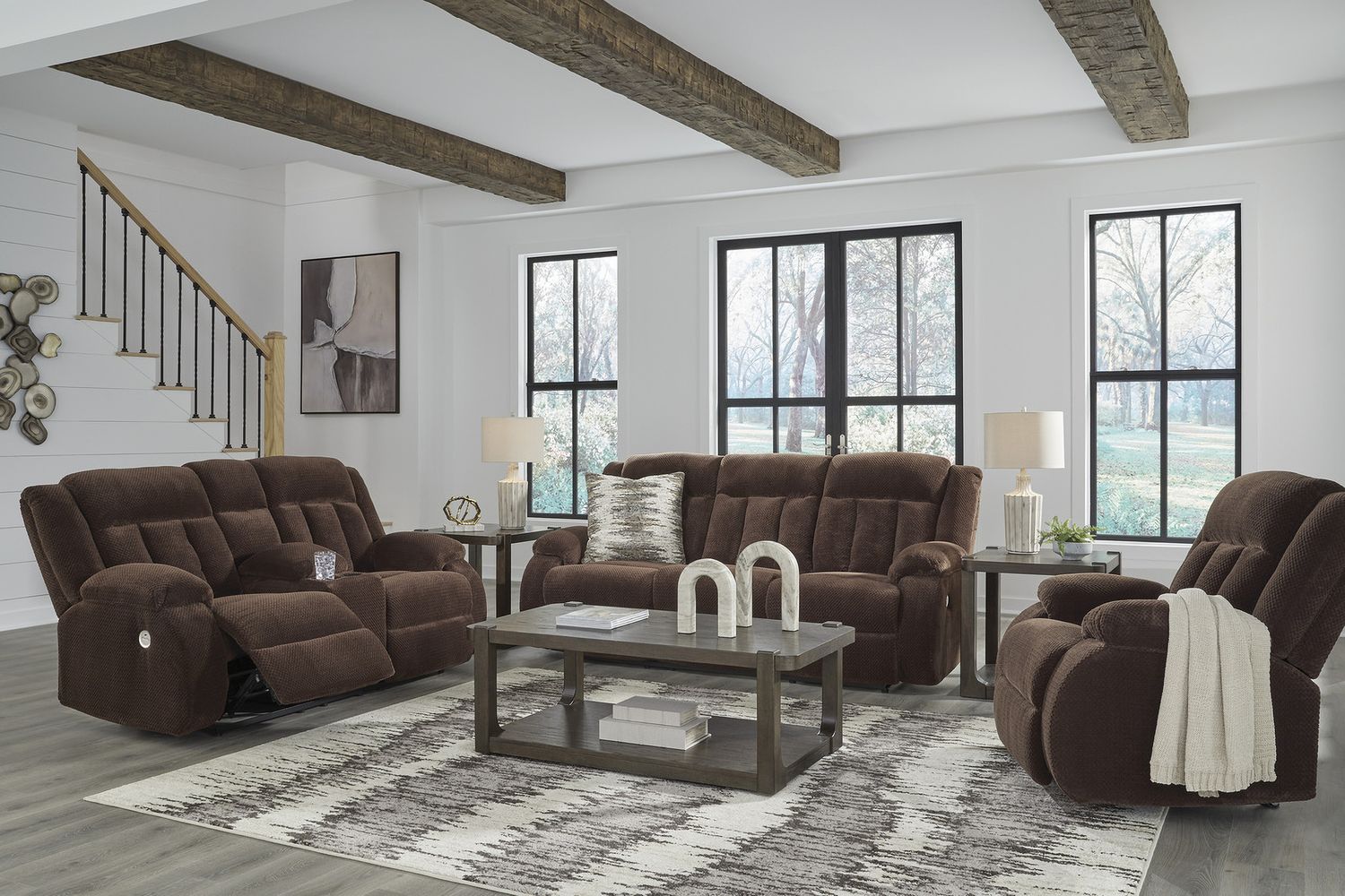 Free Wake Power Reclining Loveseat with Console In Chocolate NC2140696
