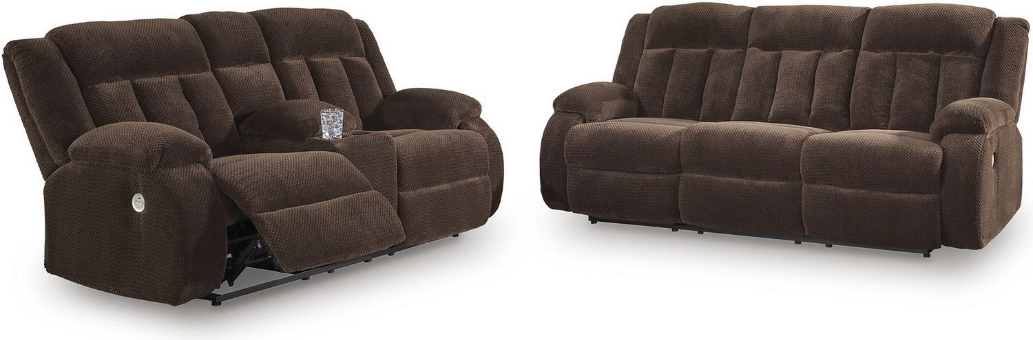 Free Wake Power Reclining Loveseat with Console In Chocolate NC2140696