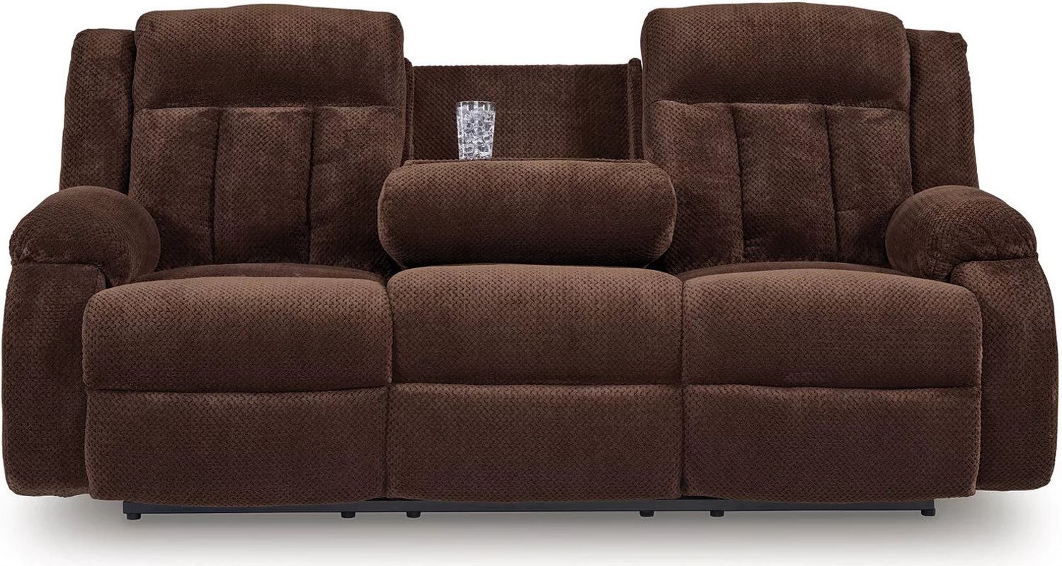 Free Wake Power Reclining Sofa with Drop Down Table In Chocolate NC2140699