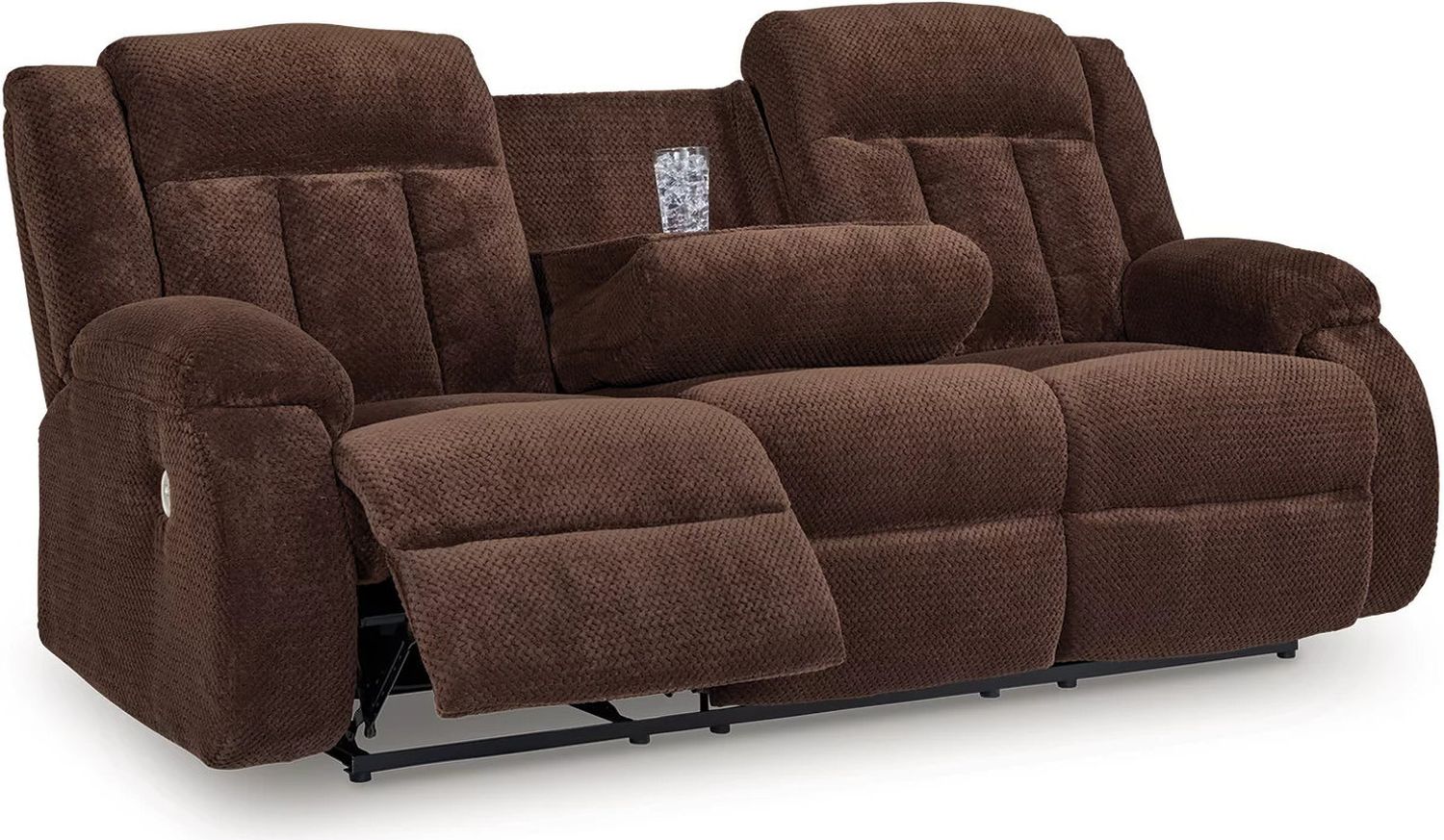 Free Wake Power Reclining Sofa with Drop Down Table In Chocolate NC2140699