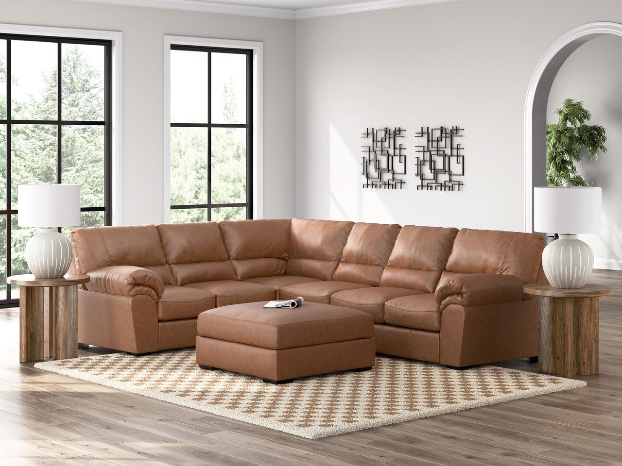 Walker Point Oversized Accent Ottoman In Caramel NC2770408