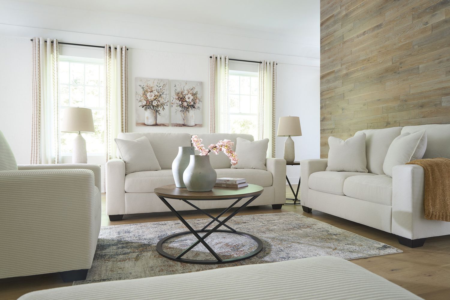 Ammon Living Room Set In Ivory NC32006U1