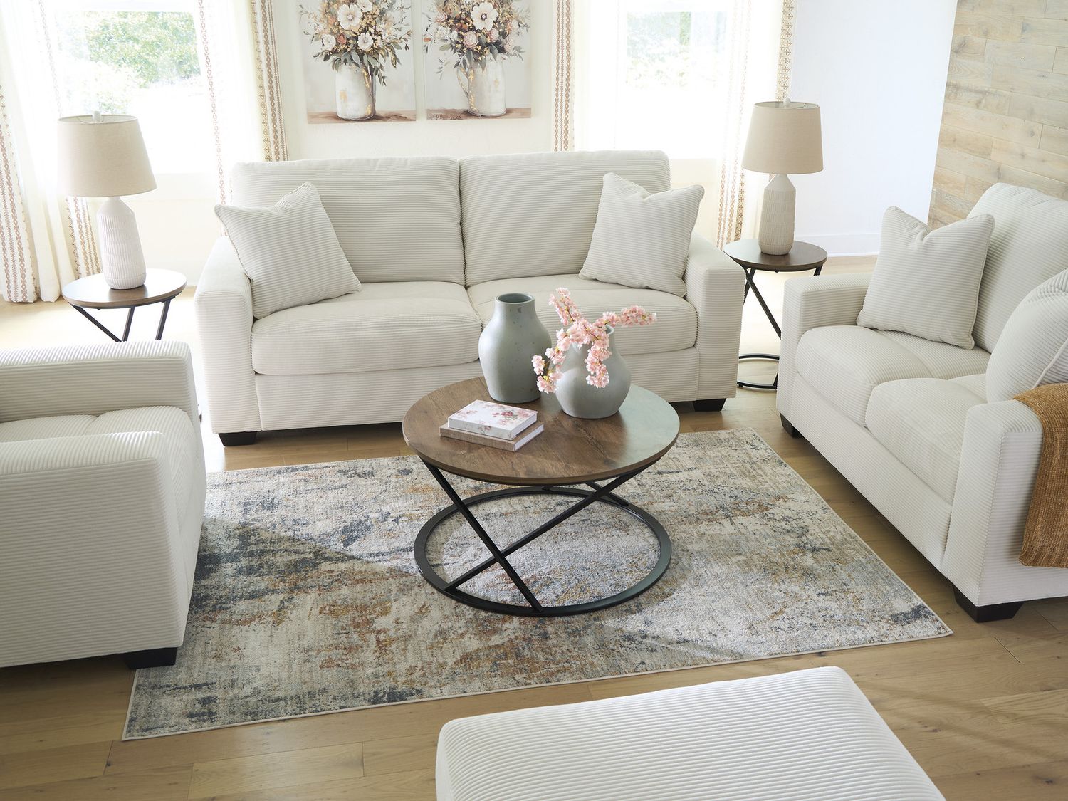 Ammon Living Room Set In Ivory NC32006U1