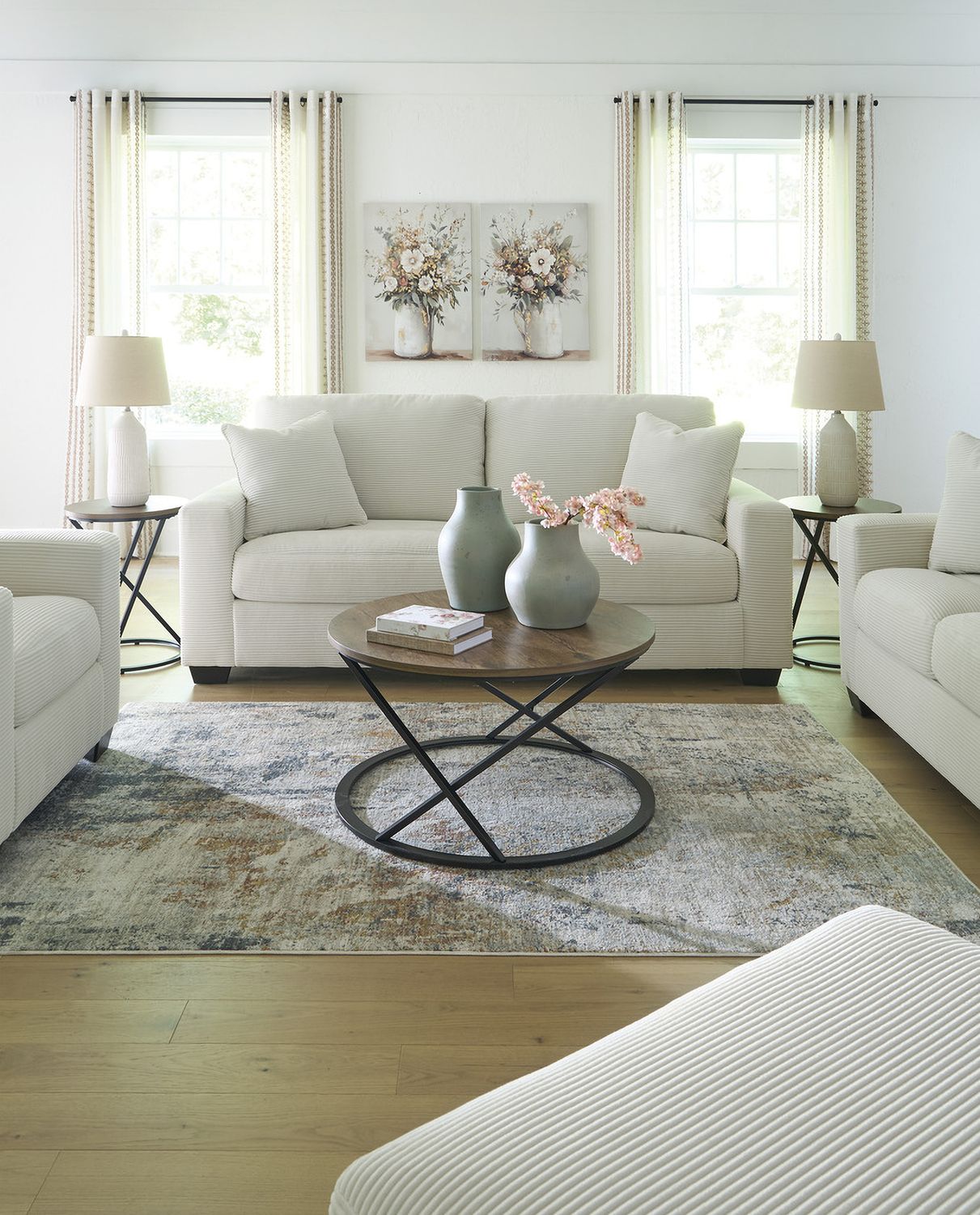 Ammon Living Room Set In Ivory NC32006U1