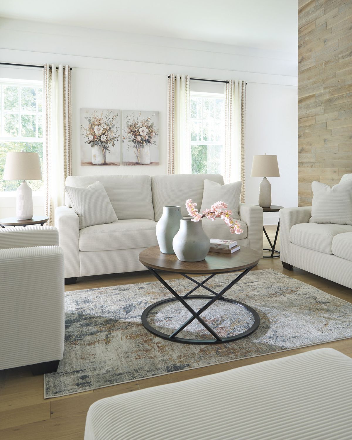 Ammon Living Room Set In Ivory NC32006U1