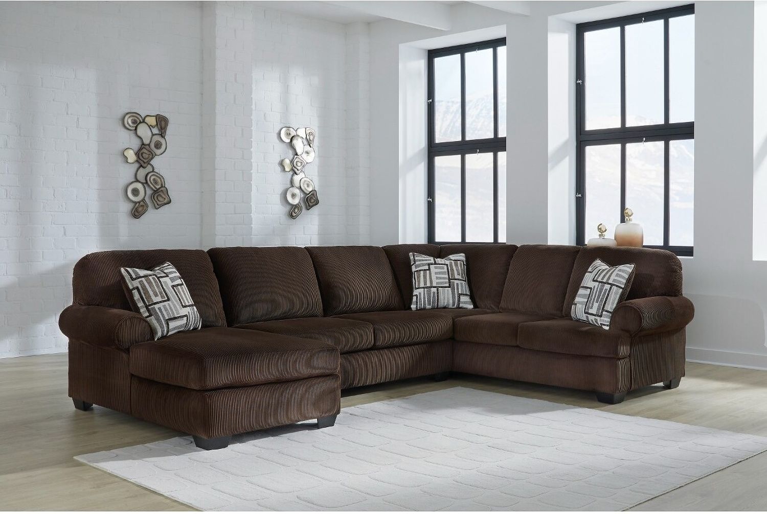 Firescrest 3-Piece LAF Sectional With Chaise In Chocolate NC35603S1