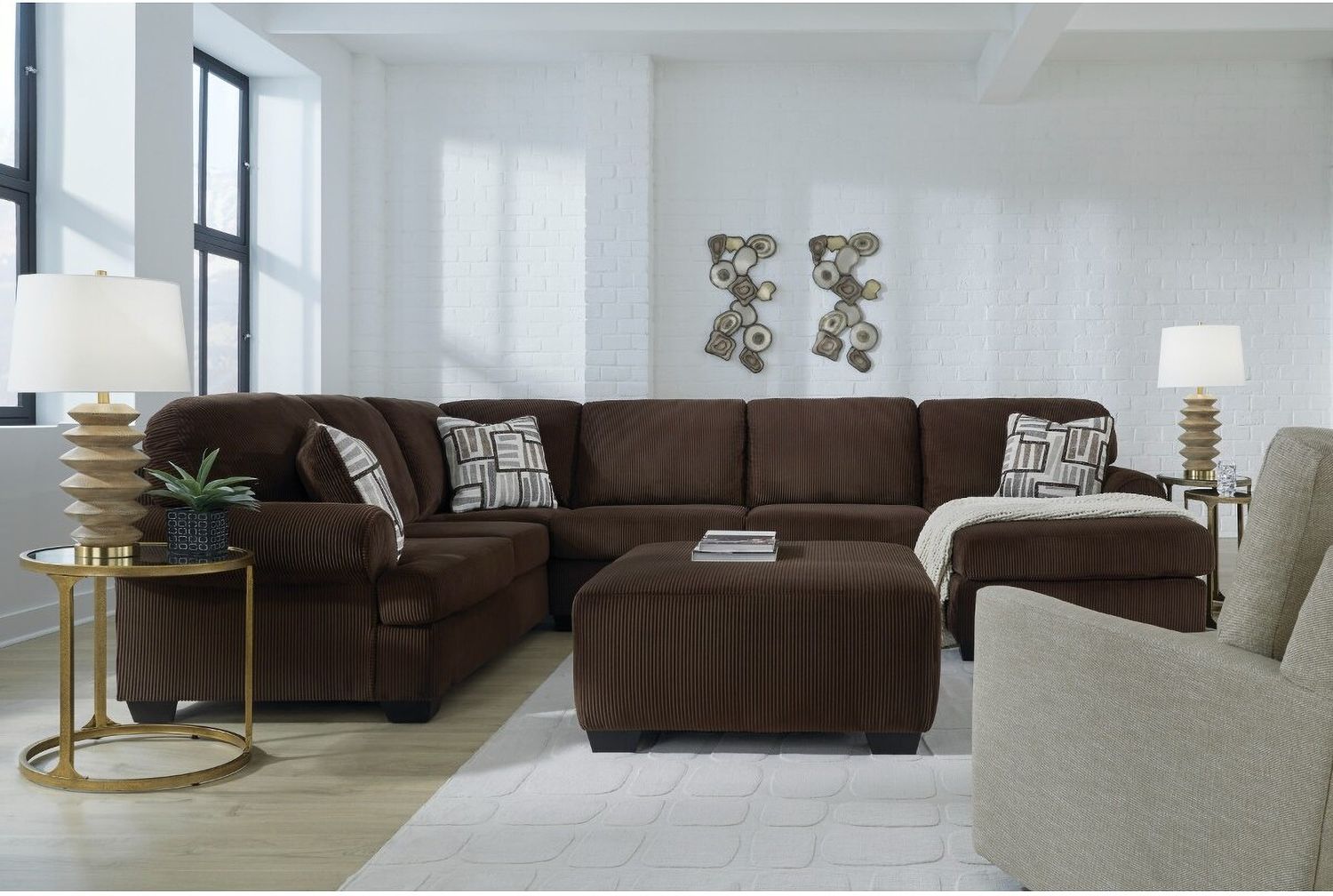 Firescrest 3-Piece LAF Sectional With Chaise In Chocolate NC35603S1