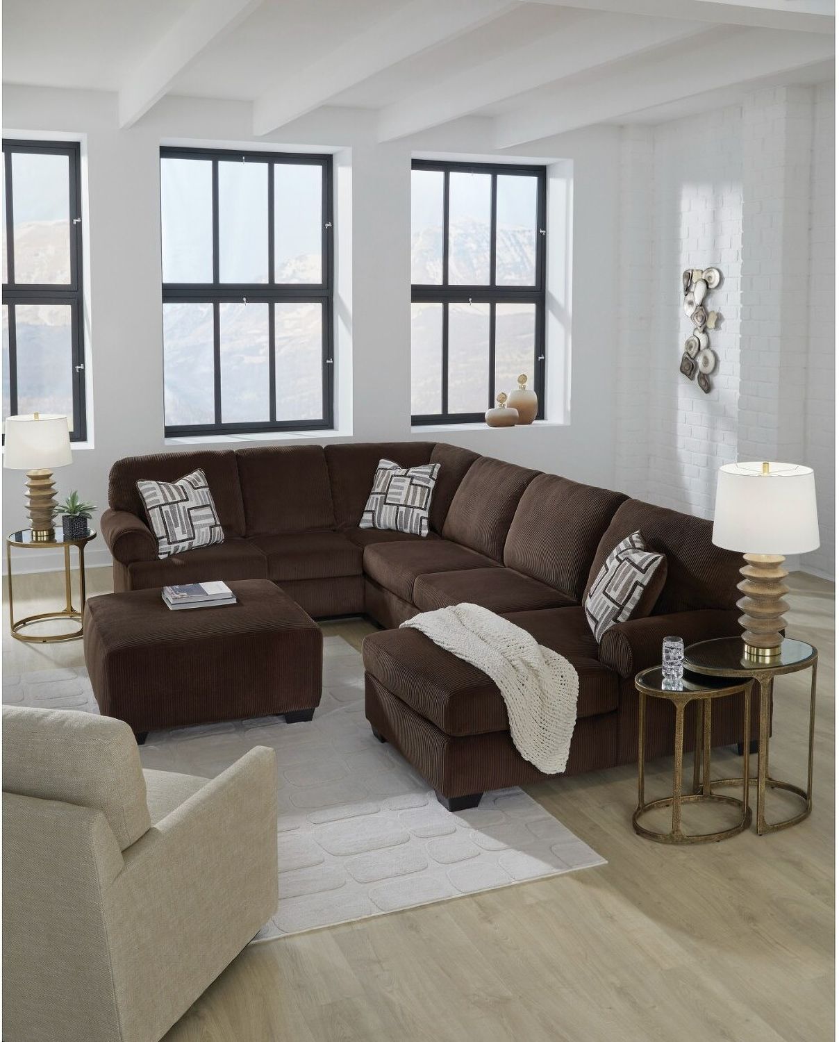 Firescrest 3-Piece LAF Sectional With Chaise In Chocolate NC35603S1