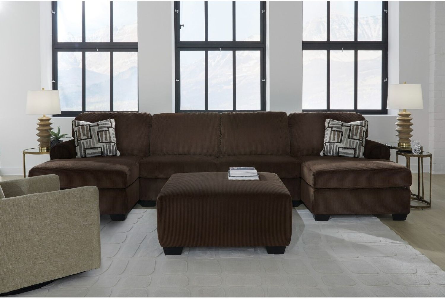Firescrest 3-Piece LAF Sectional With Chaise In Chocolate NC35603S1