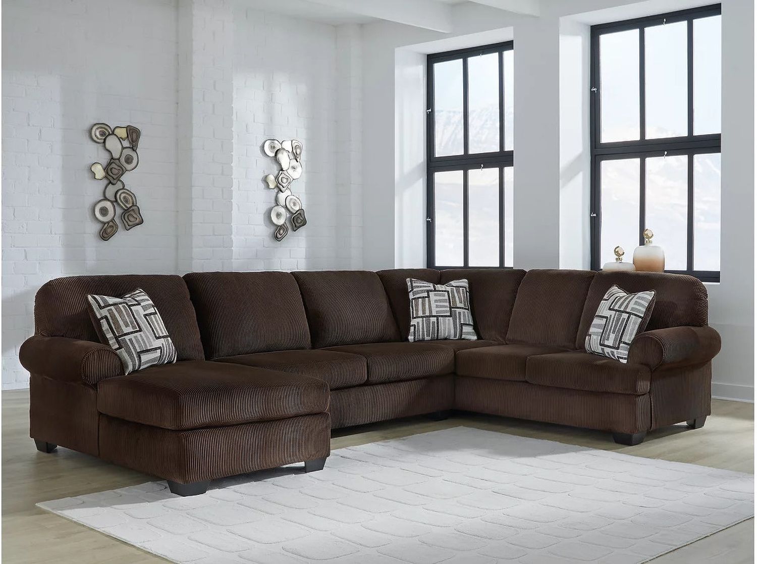 Firescrest 3-Piece LAF Sectional With Chaise In Chocolate NC35603S1