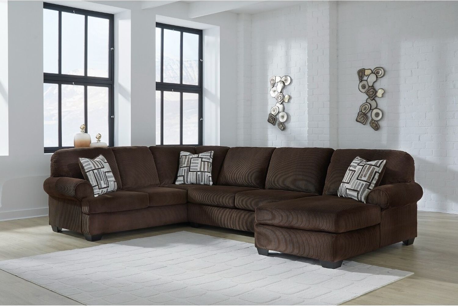 Firescrest 3-Piece RAF Sectional With Chaise In Chocolate NC35603S2