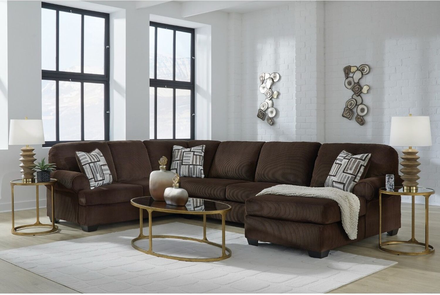 Firescrest 3-Piece RAF Sectional With Chaise In Chocolate NC35603S2