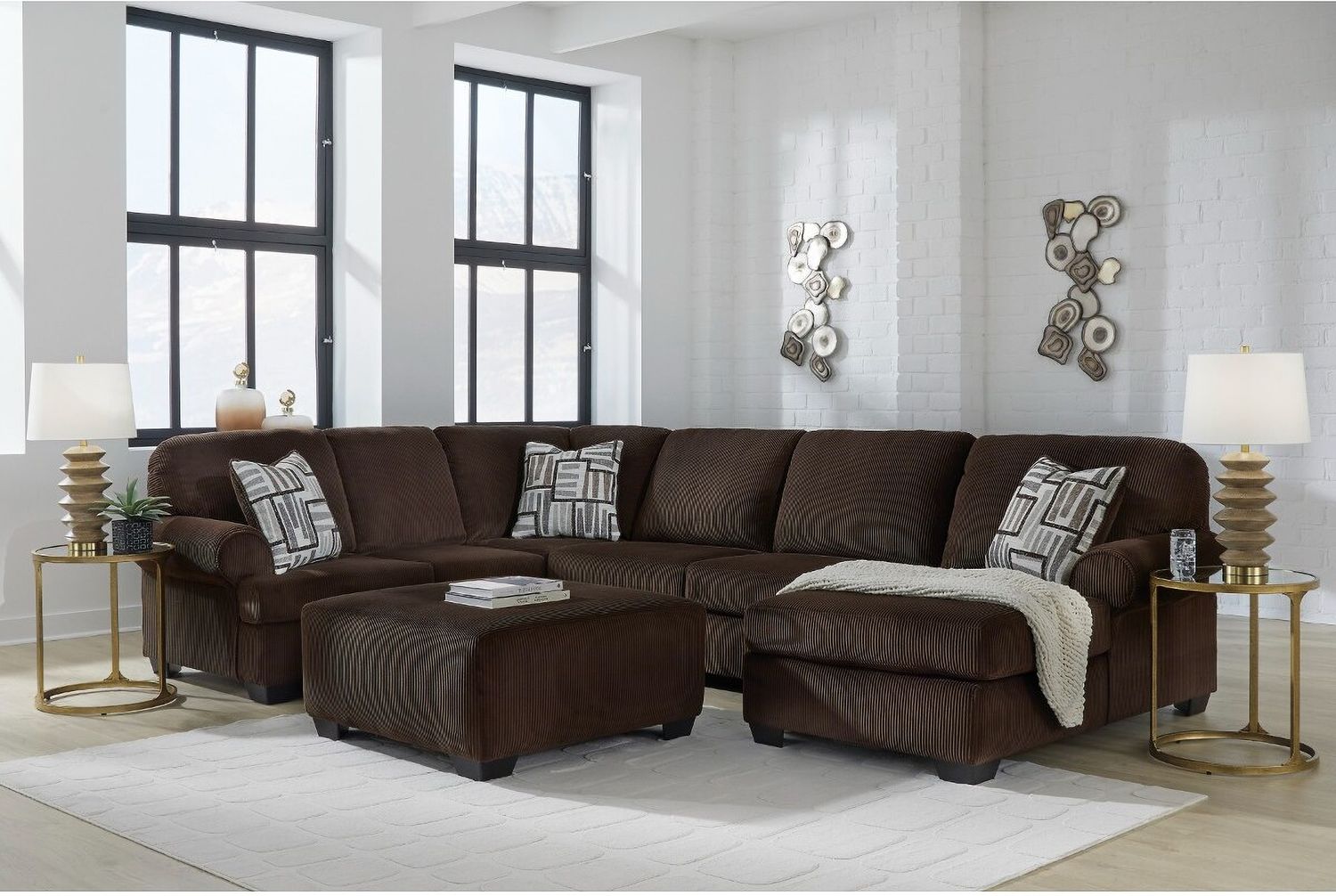 Firescrest 3-Piece RAF Sectional With Chaise In Chocolate NC35603S2
