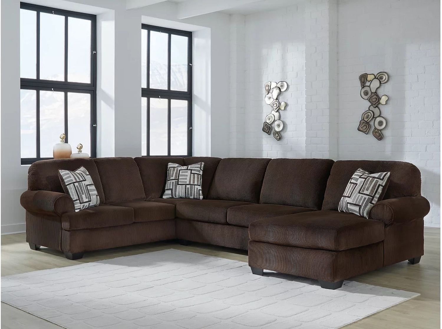 Firescrest 3-Piece RAF Sectional With Chaise In Chocolate NC35603S2