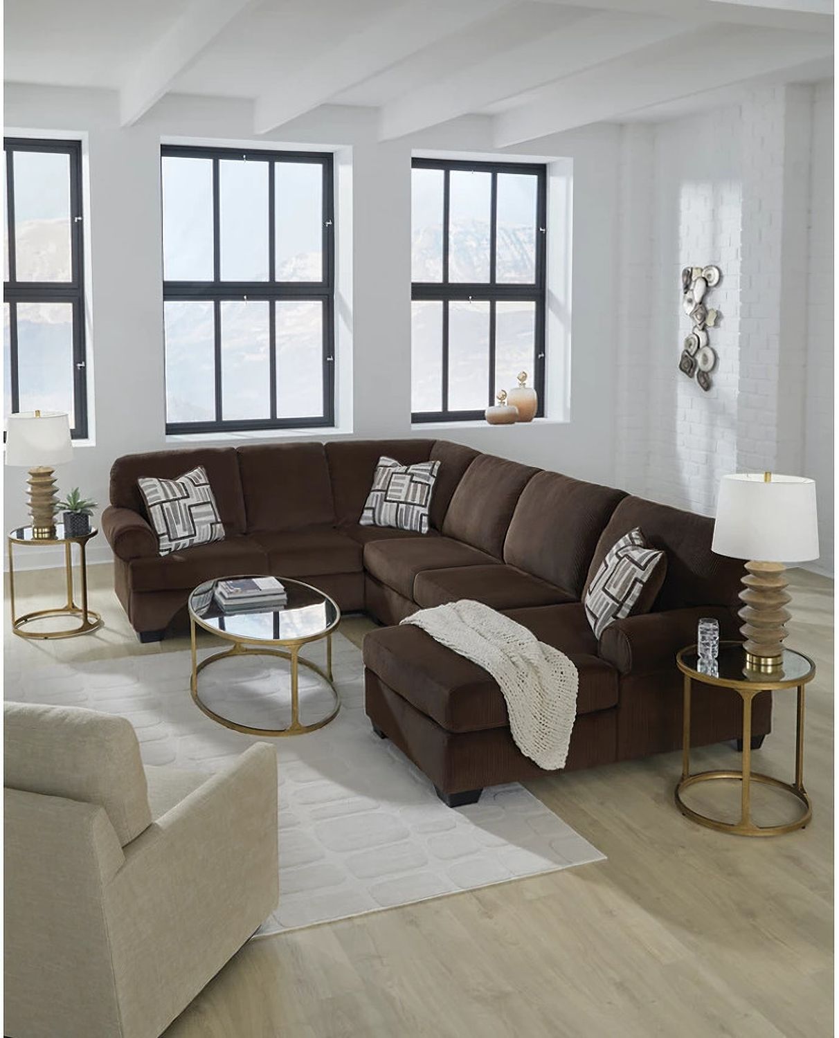 Firescrest 3-Piece RAF Sectional With Chaise In Chocolate NC35603S2