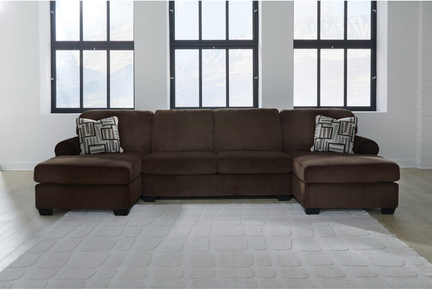 Firescrest 3-Piece Sectional With Double Chaise In Chocolate NC35603S3