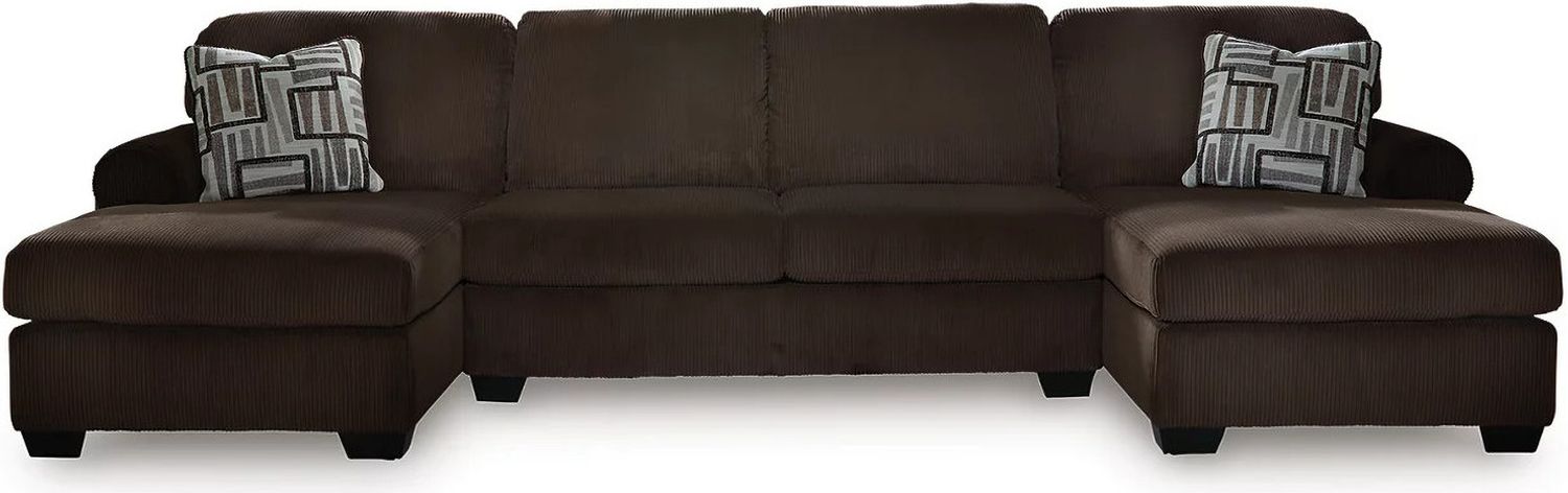 Firescrest 3-Piece Sectional With Double Chaise In Chocolate NC35603S3