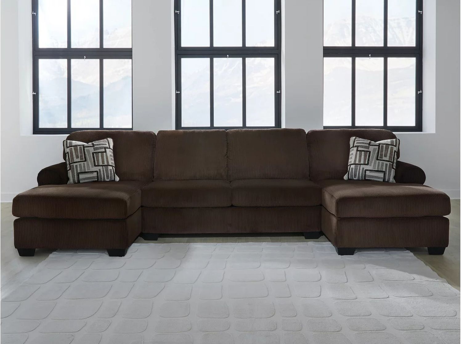 Firescrest 3-Piece Sectional With Double Chaise In Chocolate NC35603S3