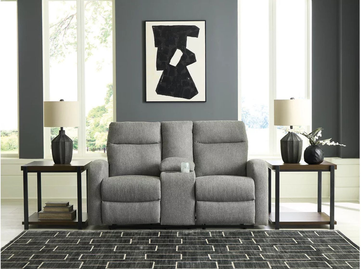 Carrigan Lane Reclining Loveseat with Console In Sterling NC4220494