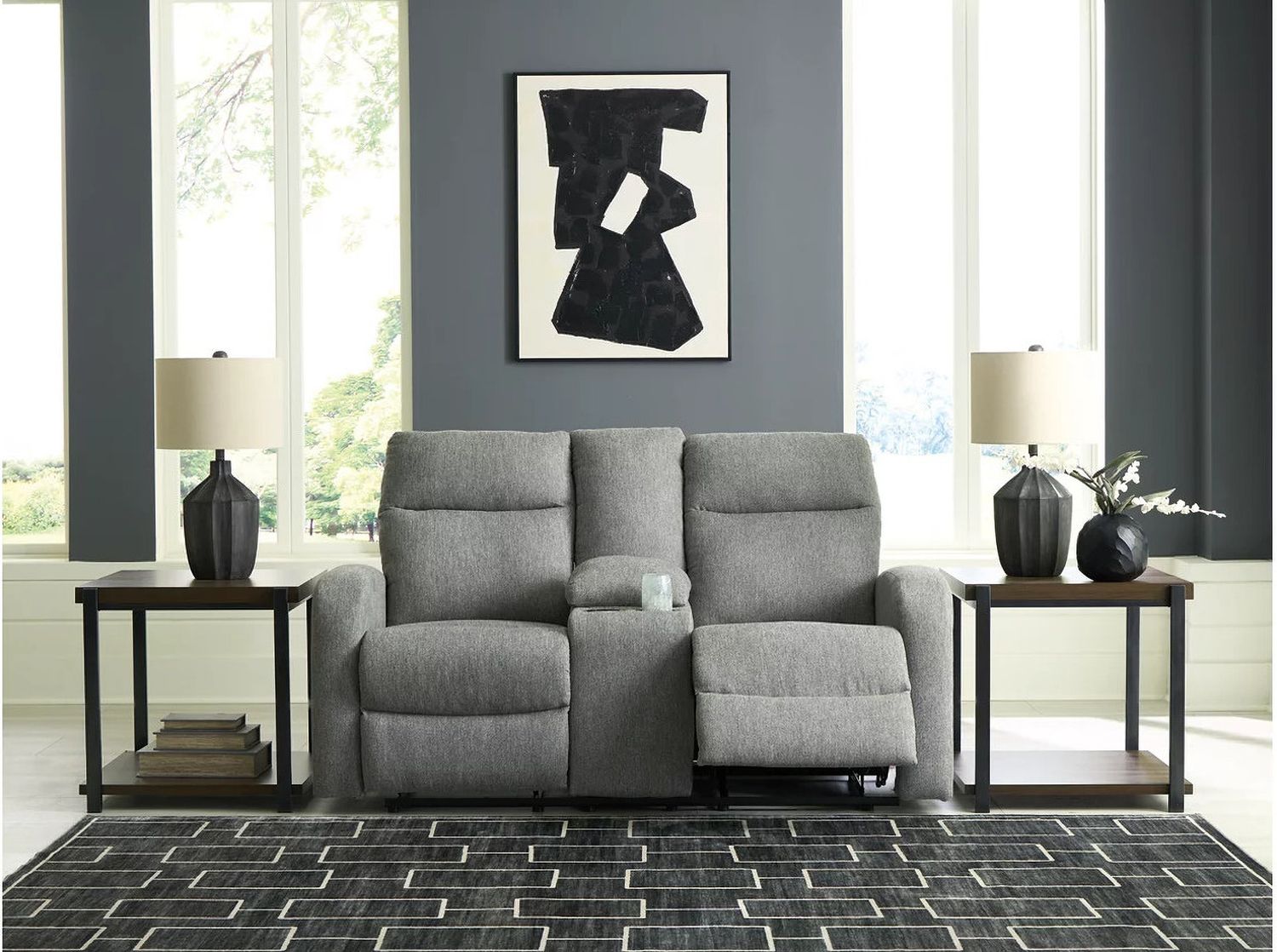 Carrigan Lane Reclining Loveseat with Console In Sterling NC4220494