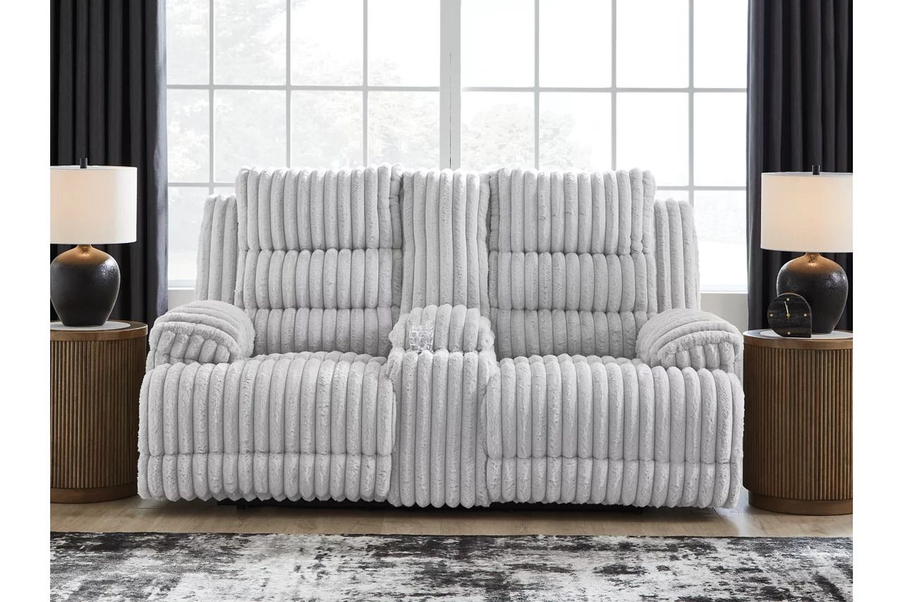 Higgesbee Power Reclining Loveseat with Console In Alloy NC4280496