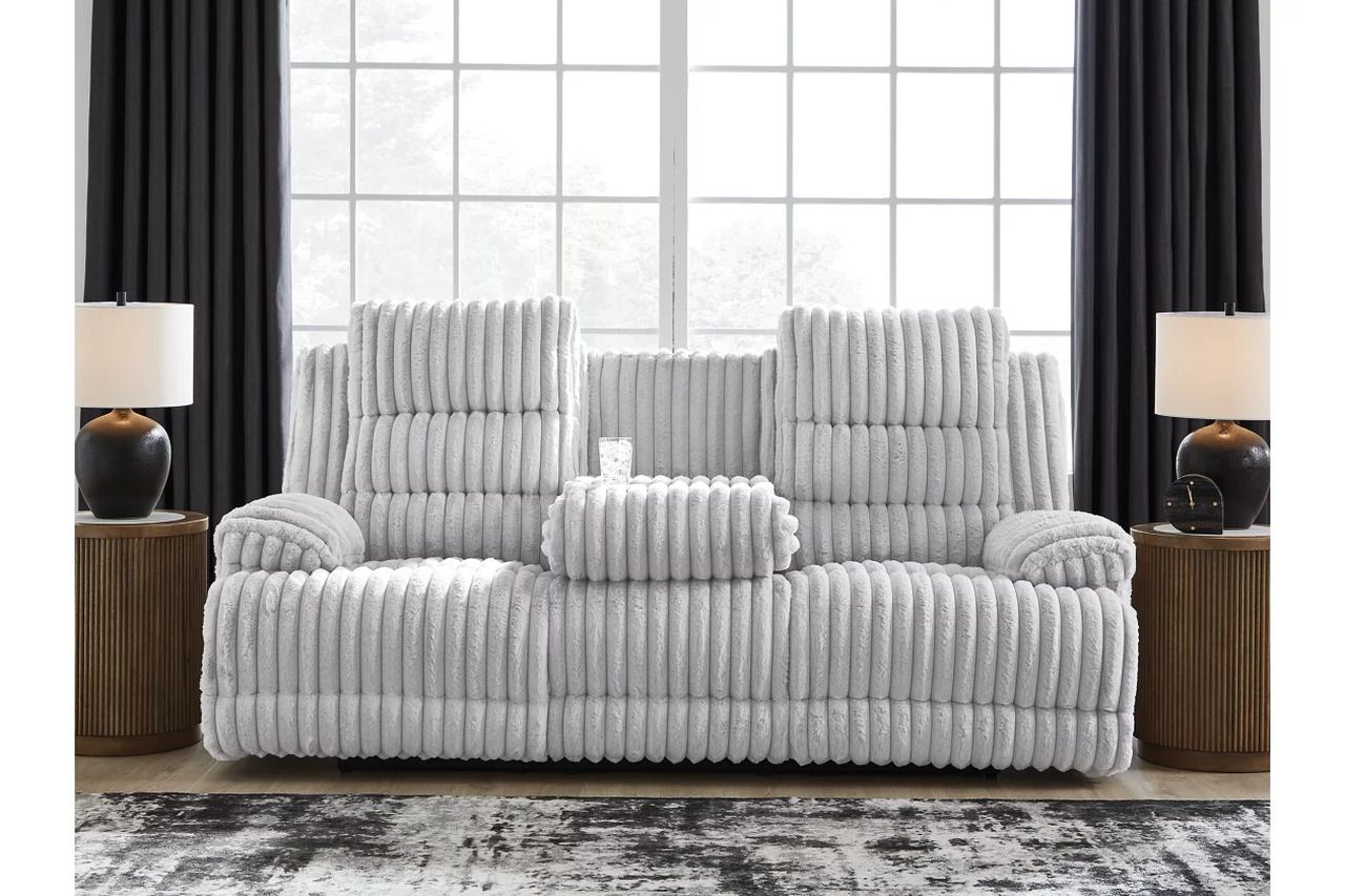 Higgesbee Power Reclining Sofa with Drop Down Table In Alloy NC4280499