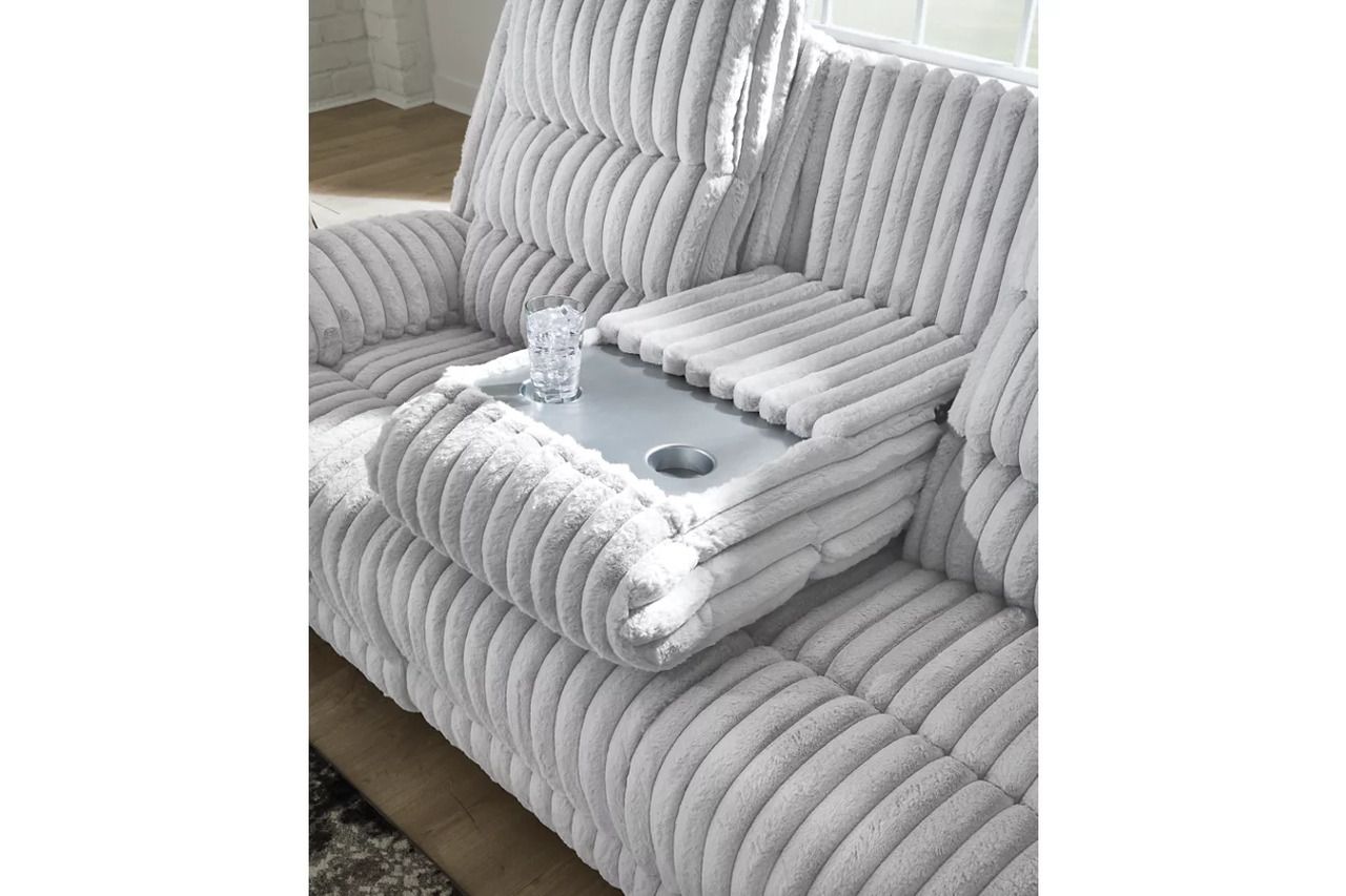 Higgesbee Power Reclining Sofa with Drop Down Table In Alloy NC4280499