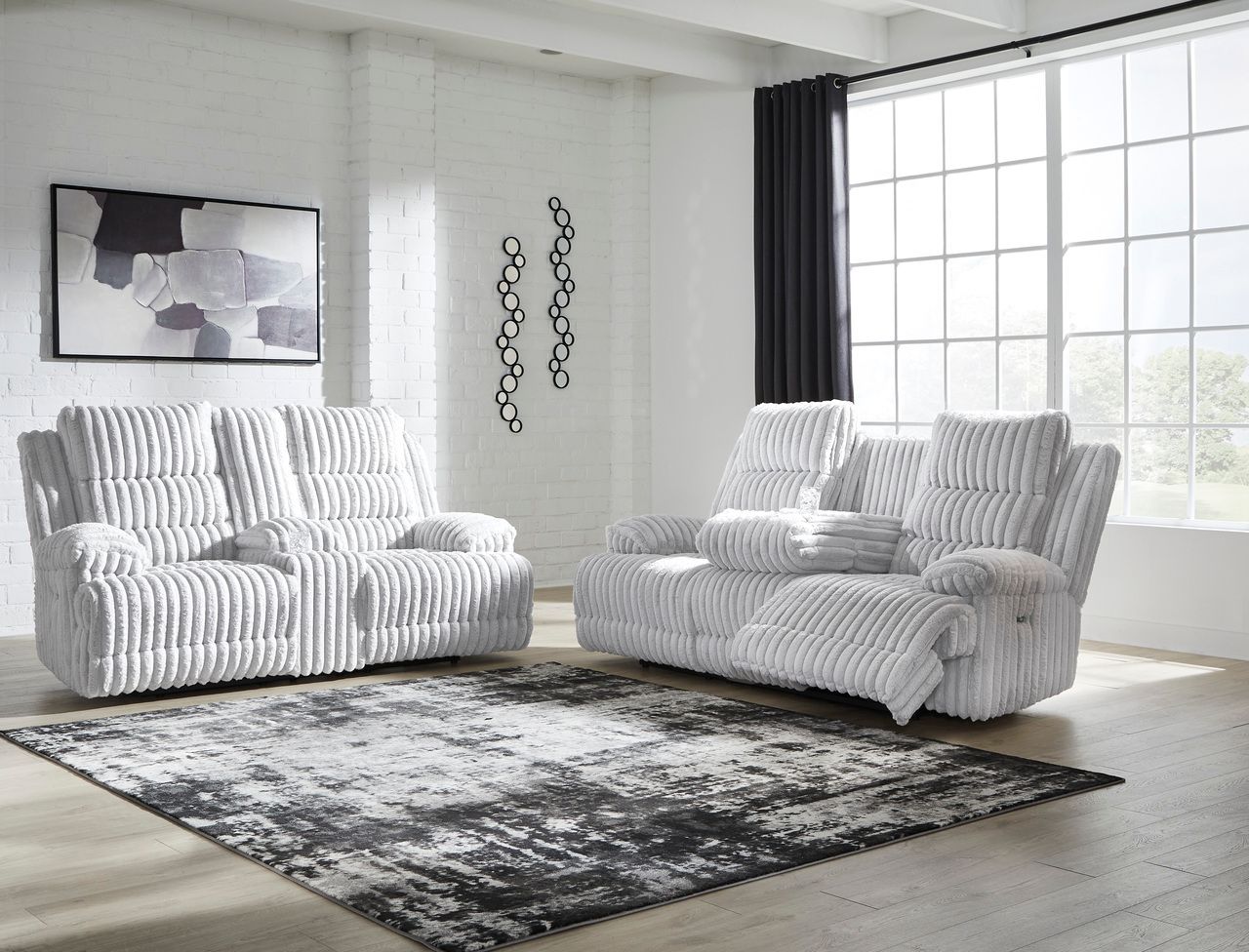 Higgesbee Power Reclining Sofa with Drop Down Table In Alloy NC4280499