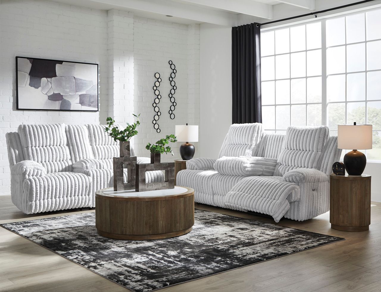 Higgesbee Power Reclining Sofa with Drop Down Table In Alloy NC4280499