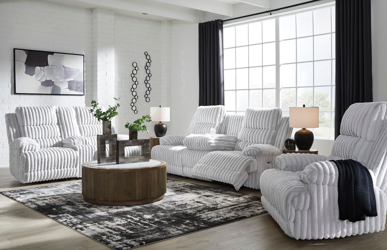 Higgesbee Power Reclining Sofa with Drop Down Table In Alloy NC4280499