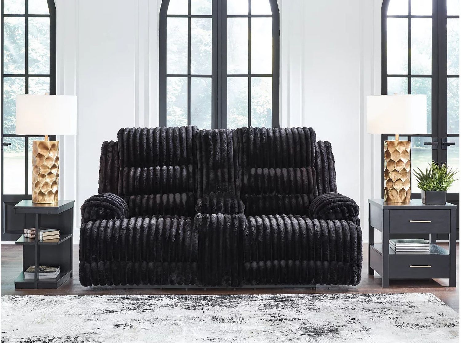 Higgesbee Reclining Loveseat with Console In Onyx NC4280596