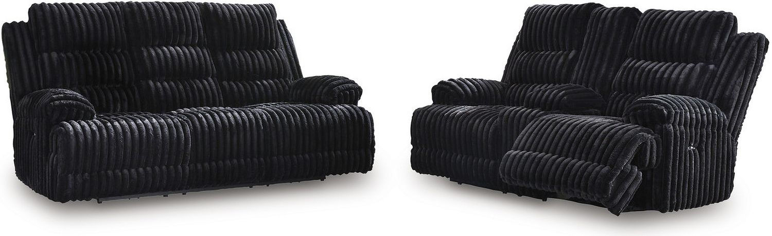 Higgesbee Reclining Loveseat with Console In Onyx NC4280596