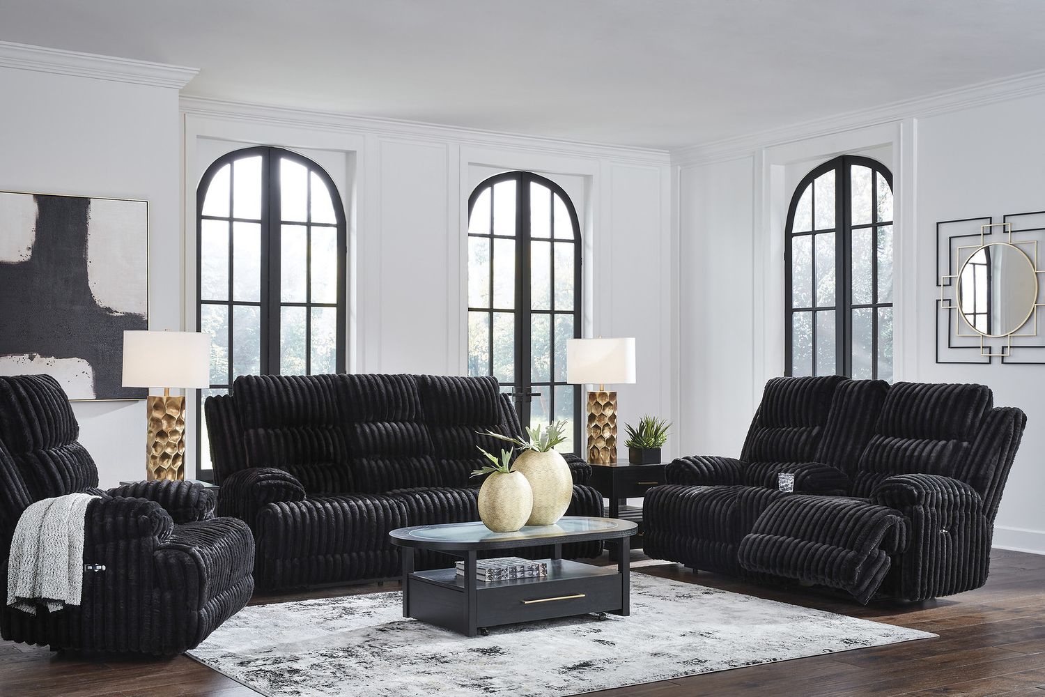 Higgesbee Reclining Loveseat with Console In Onyx NC4280596