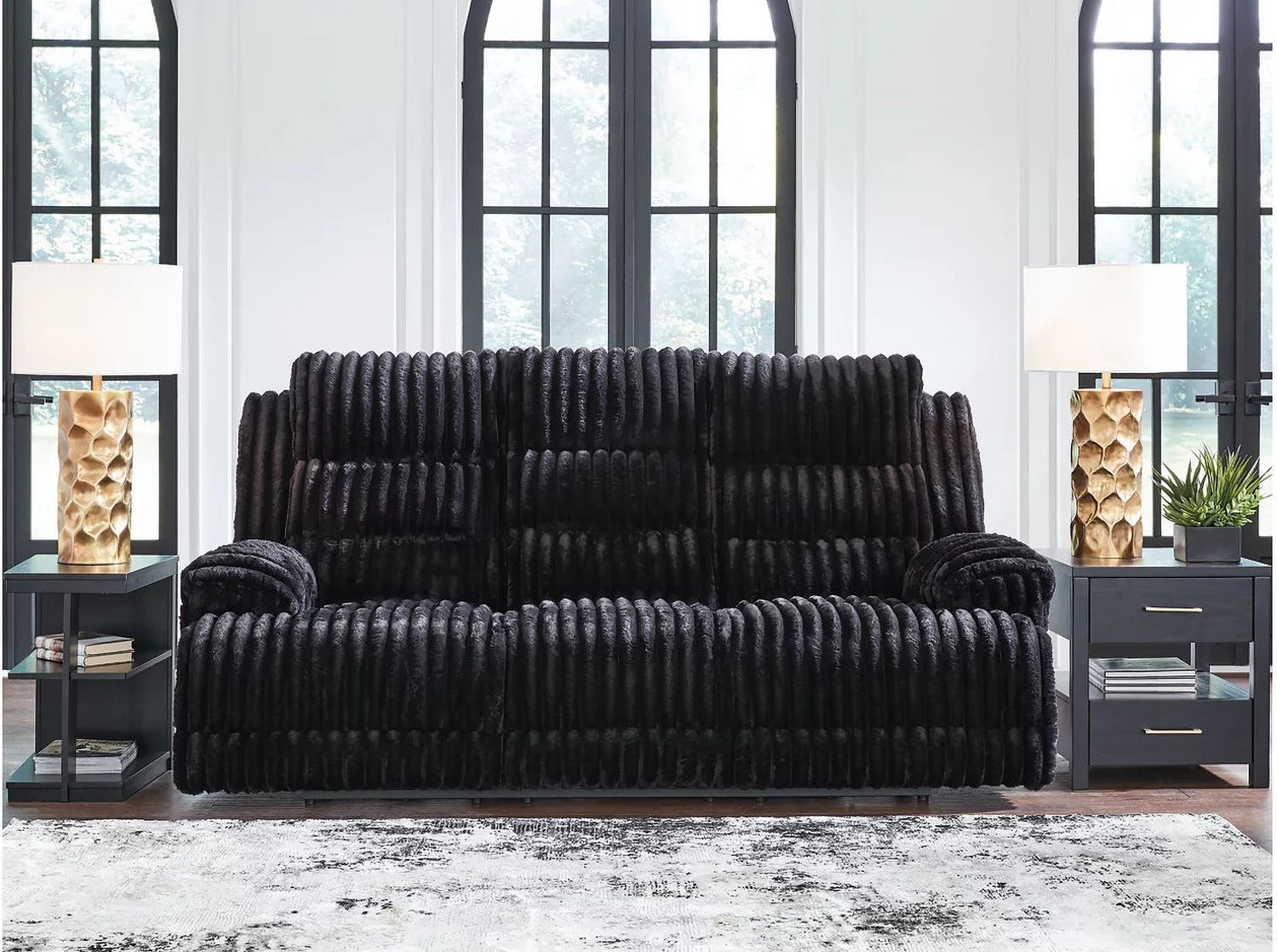 Higgesbee Power Reclining Sofa with Drop Down Table In Onyx NC4280599