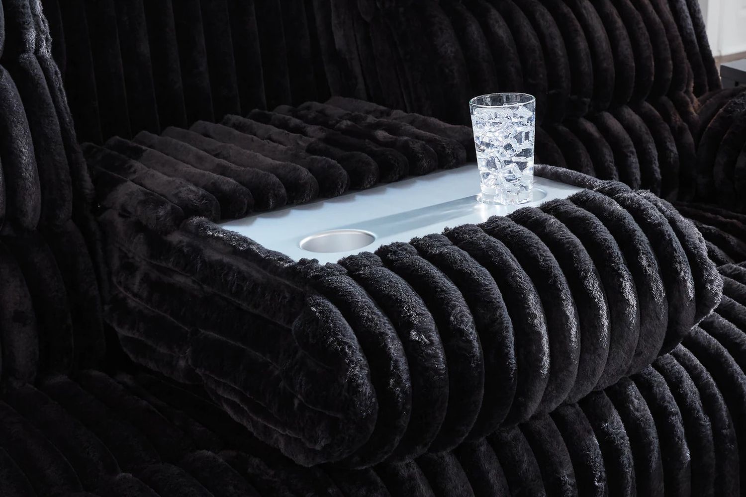 Higgesbee Power Reclining Sofa with Drop Down Table In Onyx NC4280599