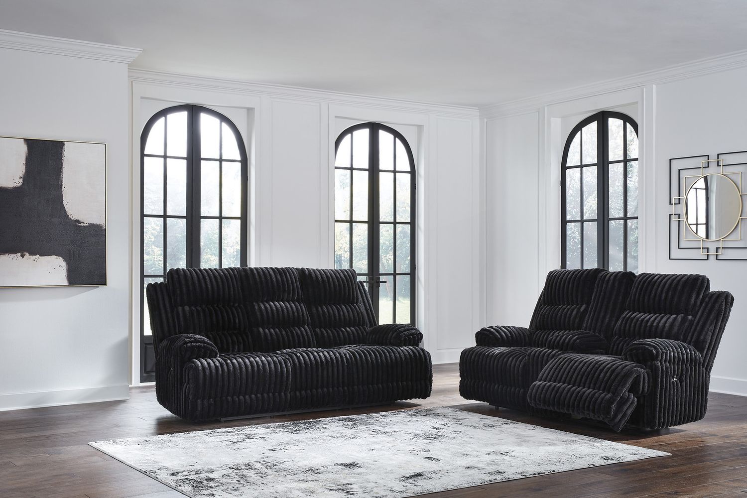 Higgesbee Power Reclining Sofa with Drop Down Table In Onyx NC4280599