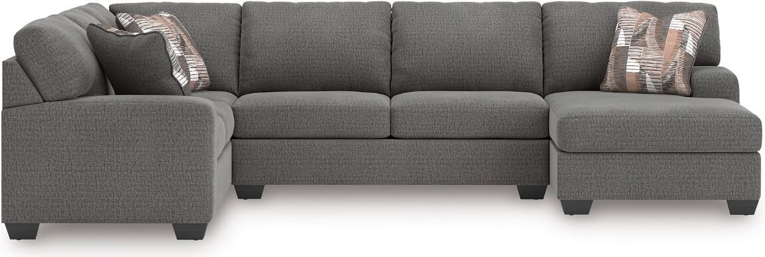 Newellen 3-Piece RAF Sectional With Chaise In Greystone NC48405S2