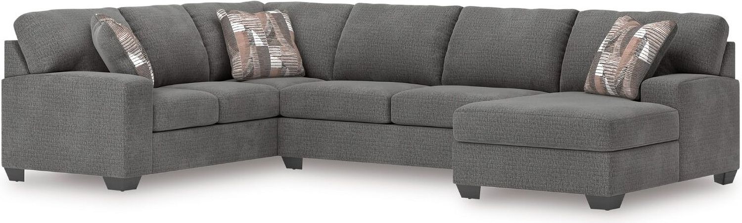 Newellen 3-Piece RAF Sectional With Chaise In Greystone NC48405S2