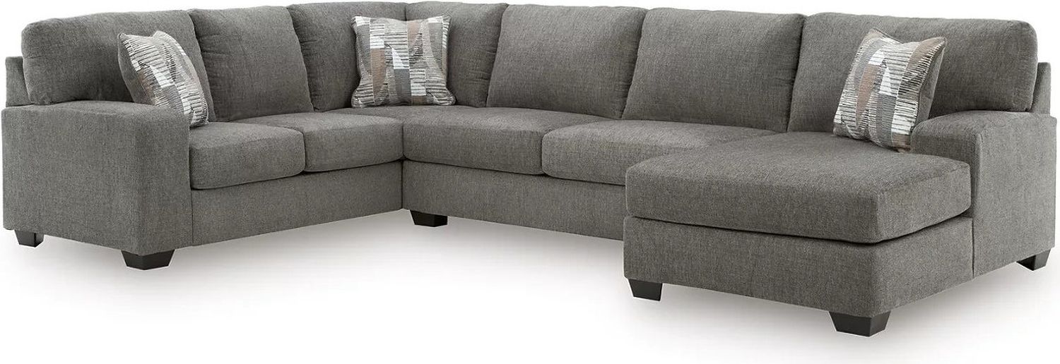 Newellen 3-Piece RAF Sectional With Chaise In Greystone NC48405S2