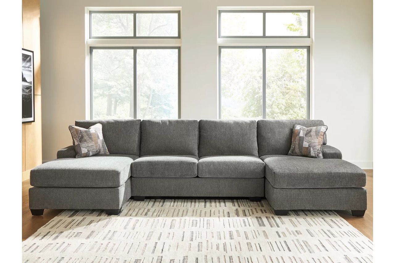 Newellen 3-Piece Sectional With Double Chaise In Greystone NC48405S3