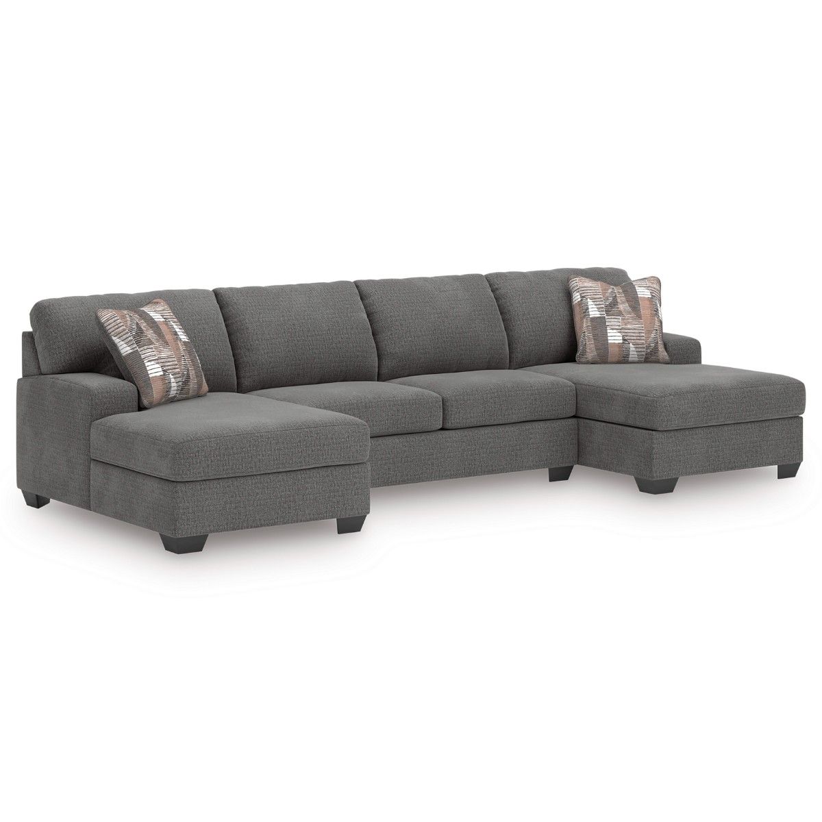 Newellen 3-Piece Sectional With Double Chaise In Greystone NC48405S3