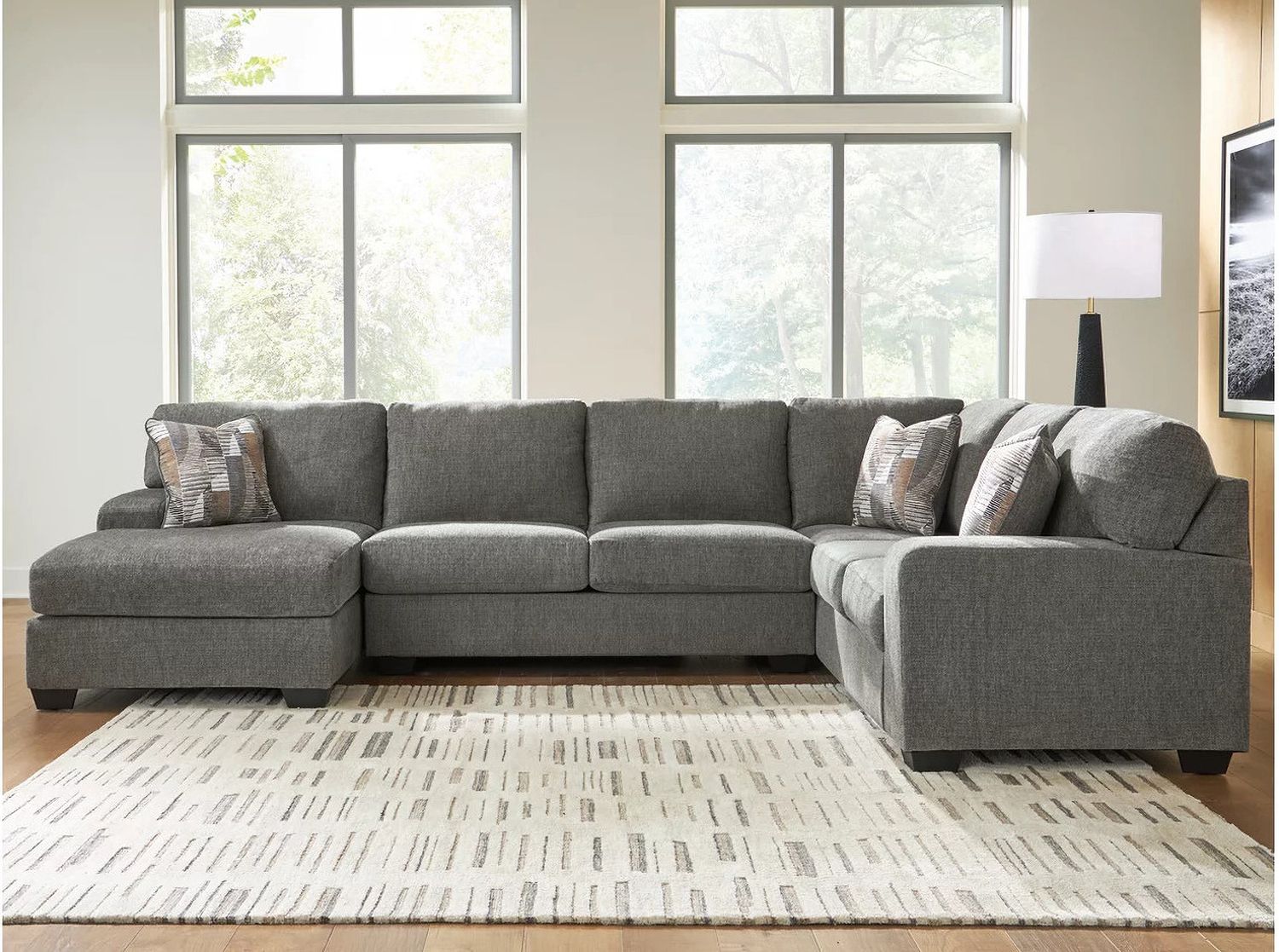 Newellen 3-Piece LAF Sleeper Sectional With Chaise In Greystone NC48405S5