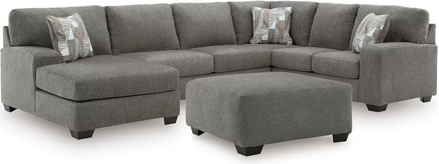 Revenna 3-Piece Sectional and Oversized Ottoman In Greystone NC48405U1