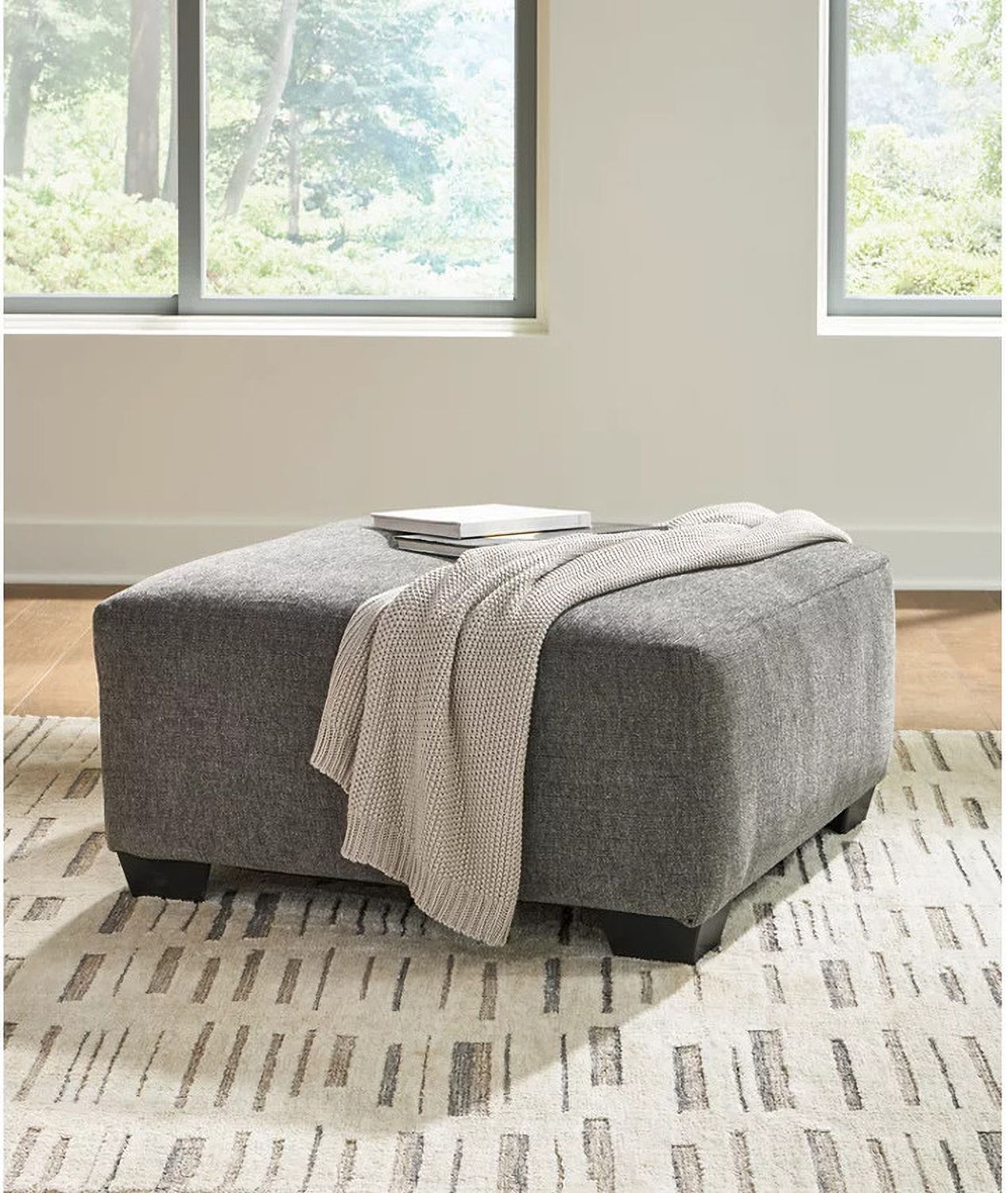 Revenna 3-Piece Sectional and Oversized Ottoman In Greystone NC48405U1
