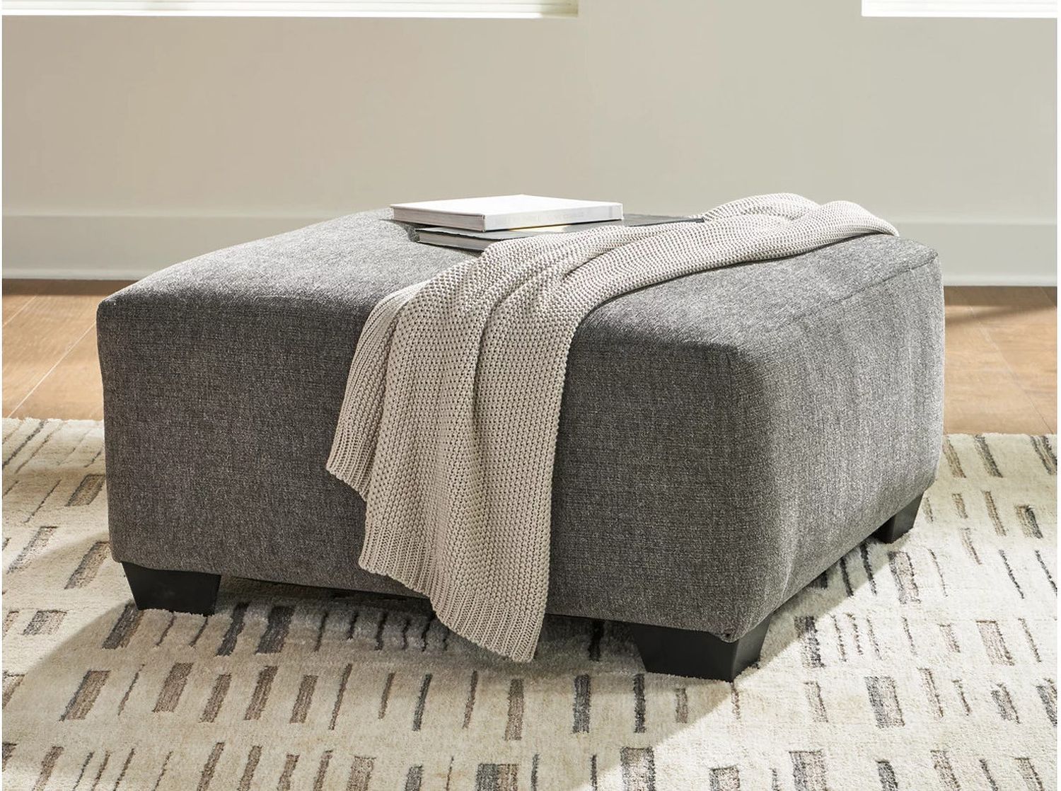 Revenna 3-Piece Sectional and Oversized Ottoman In Greystone NC48405U1