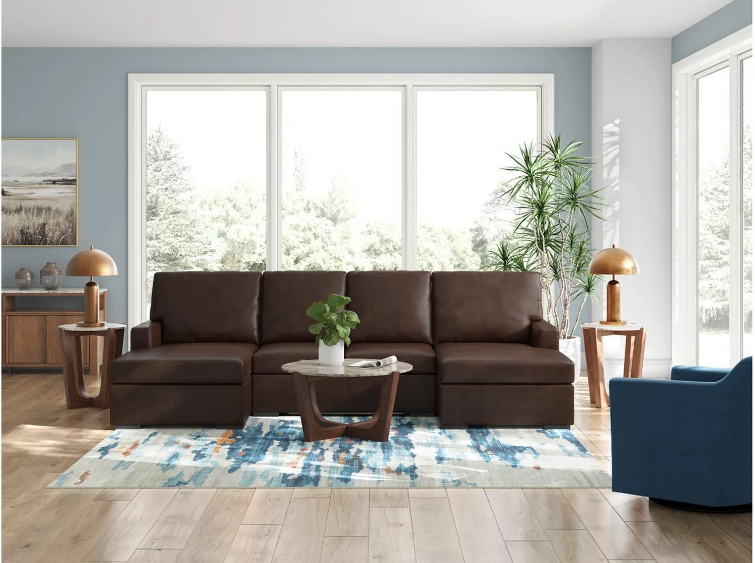 Dorracaster 3-Piece Sectional with Double Chaise In Coffee NC48504S3