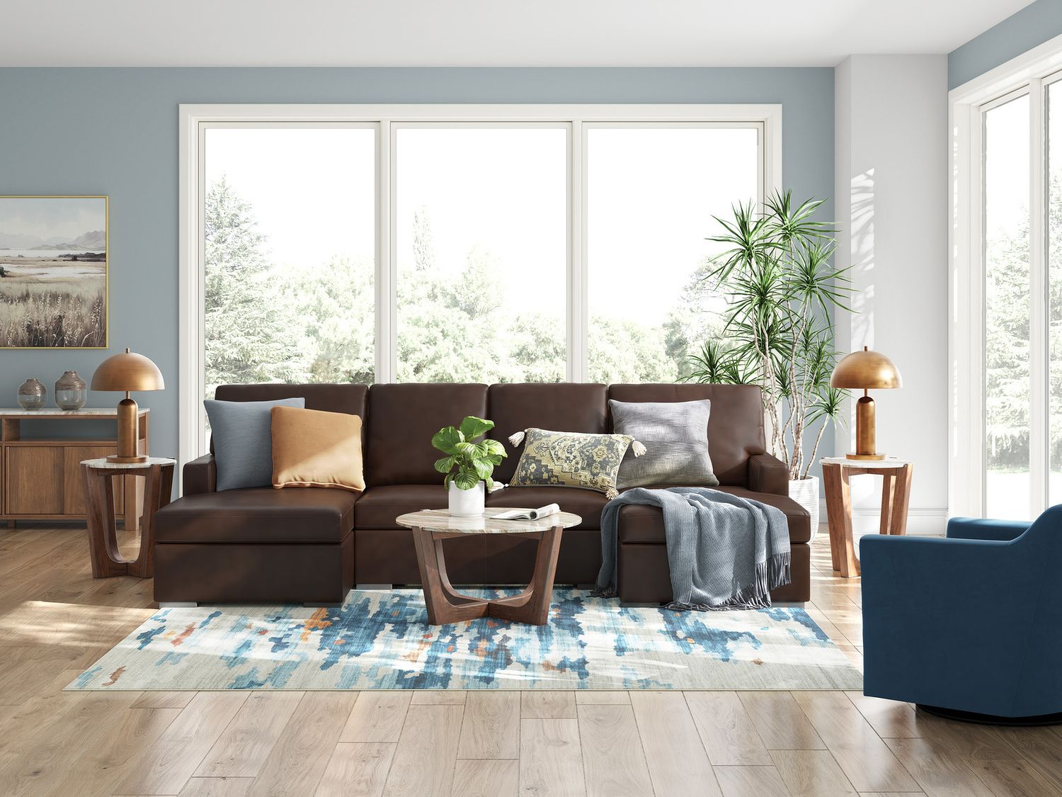 Dorracaster 3-Piece Sectional with Double Chaise In Coffee NC48504S3
