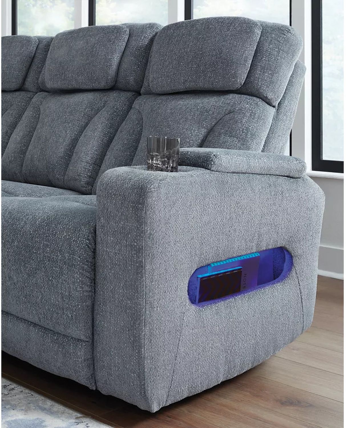 RiverTest Power Reclining Sofa In Steel NC4980215