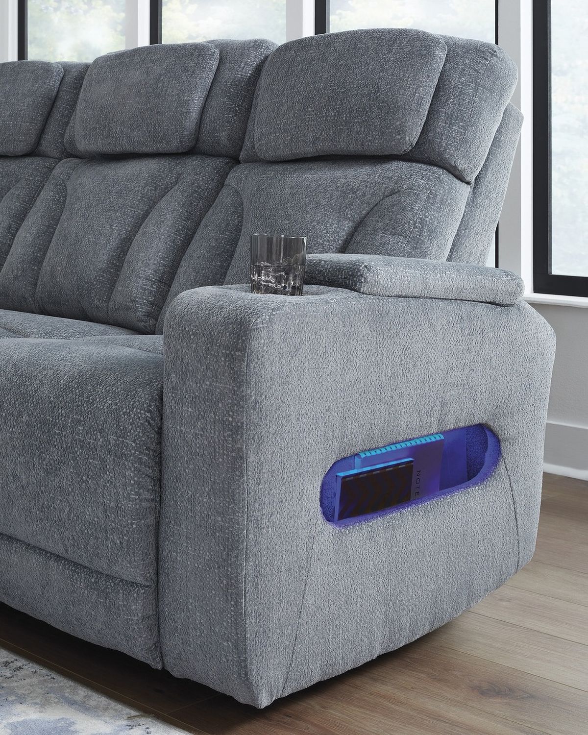 RiverTest Power Reclining Loveseat with Console In Steel NC4980218