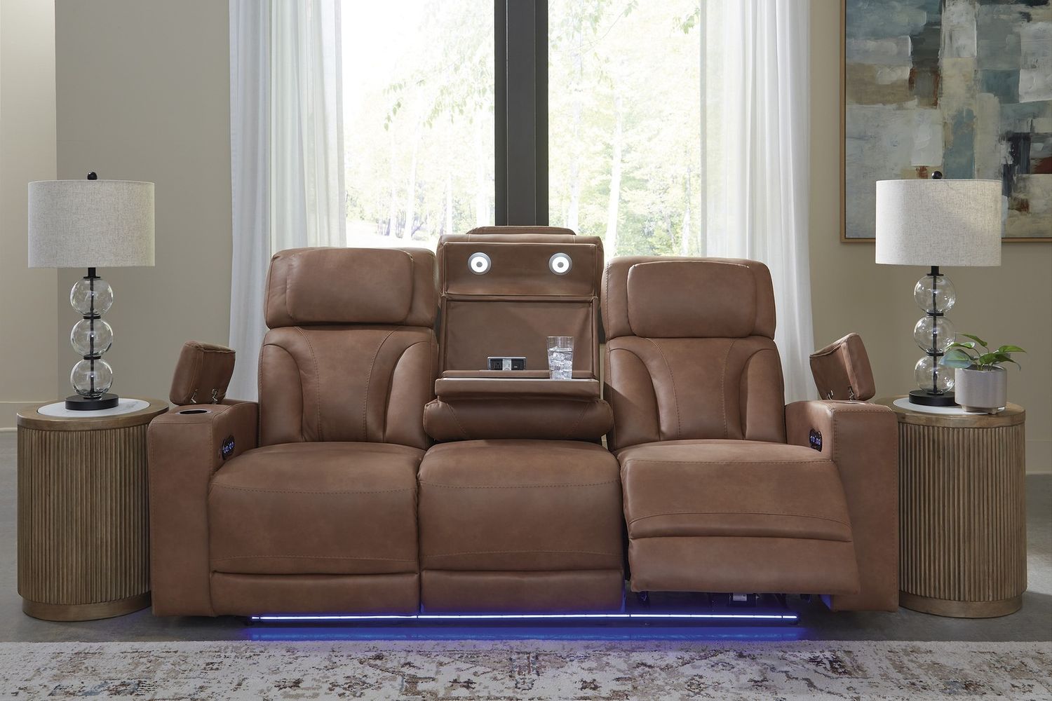 Wonder Waves Power Reclining Sofa In Caramel NC5010115